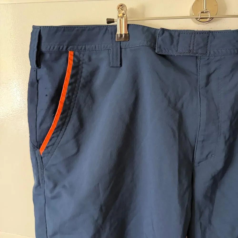 UA Under Armour Mens Size 42 Casual Shorts Flat Front Blue Orange Stretch Pocket